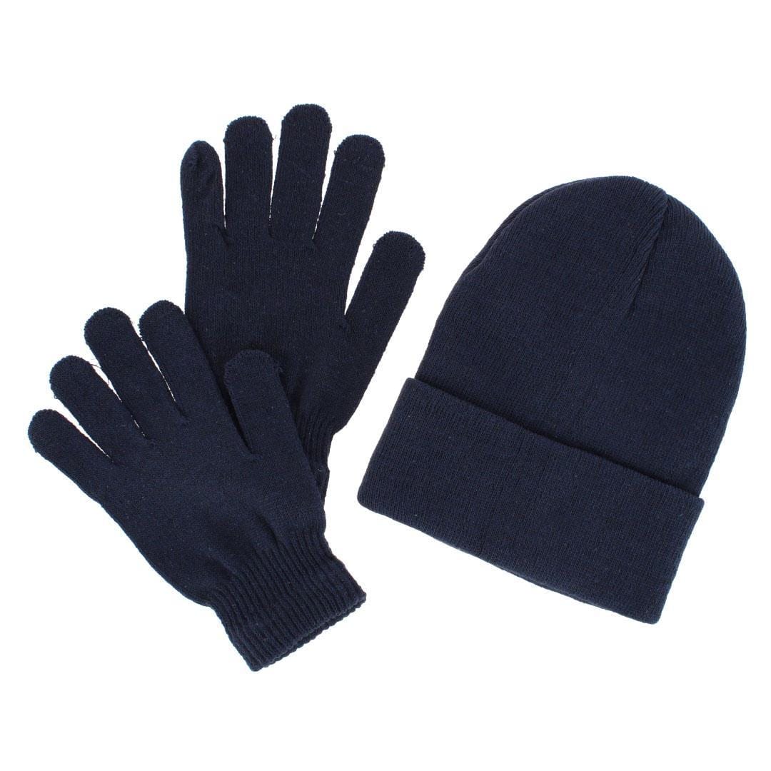 CTM® Adult One Size Winter Beanie Hat and Gloves Set by Wootie - Navy