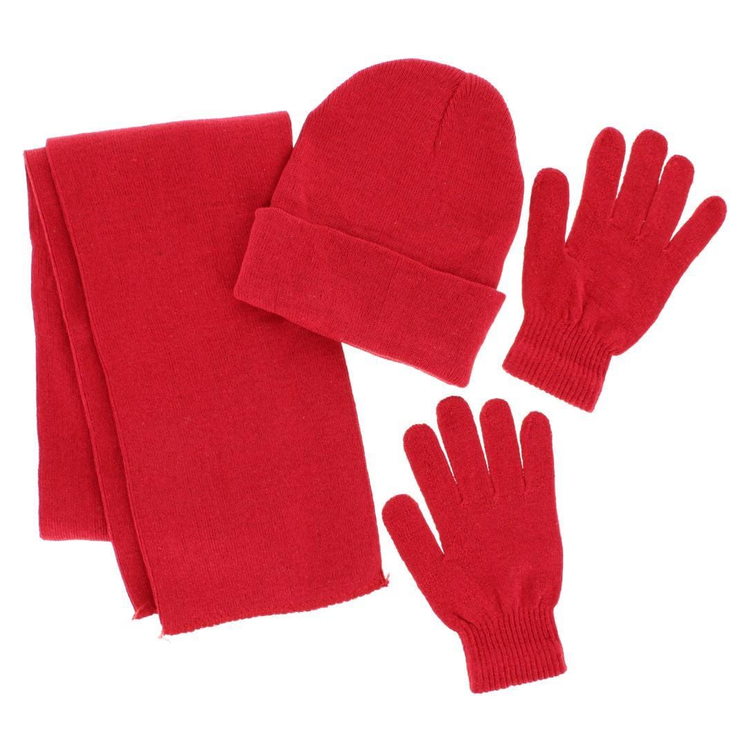 Adult One Size Winter Beanie Hat Gloves and Scarf Set by Wootie
