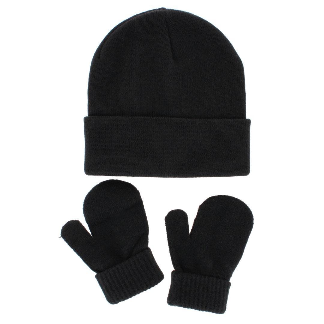 CTM® Kids' One Size Winter Beanie Hat Mitten and Scarf Set by Wootie - Black