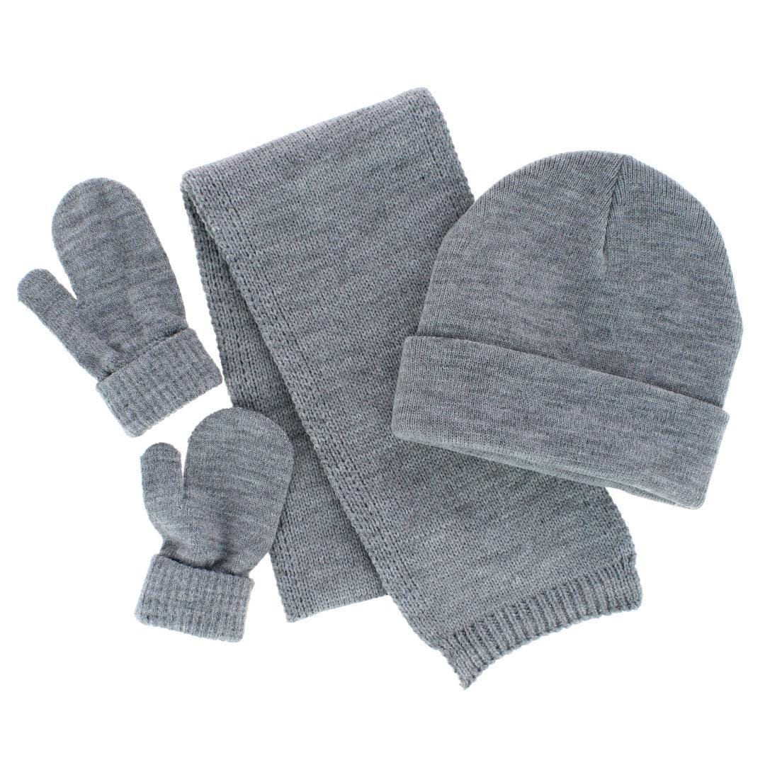 CTM® Kids' One Size Winter Beanie Hat Mitten and Scarf Set by Wootie - Gray