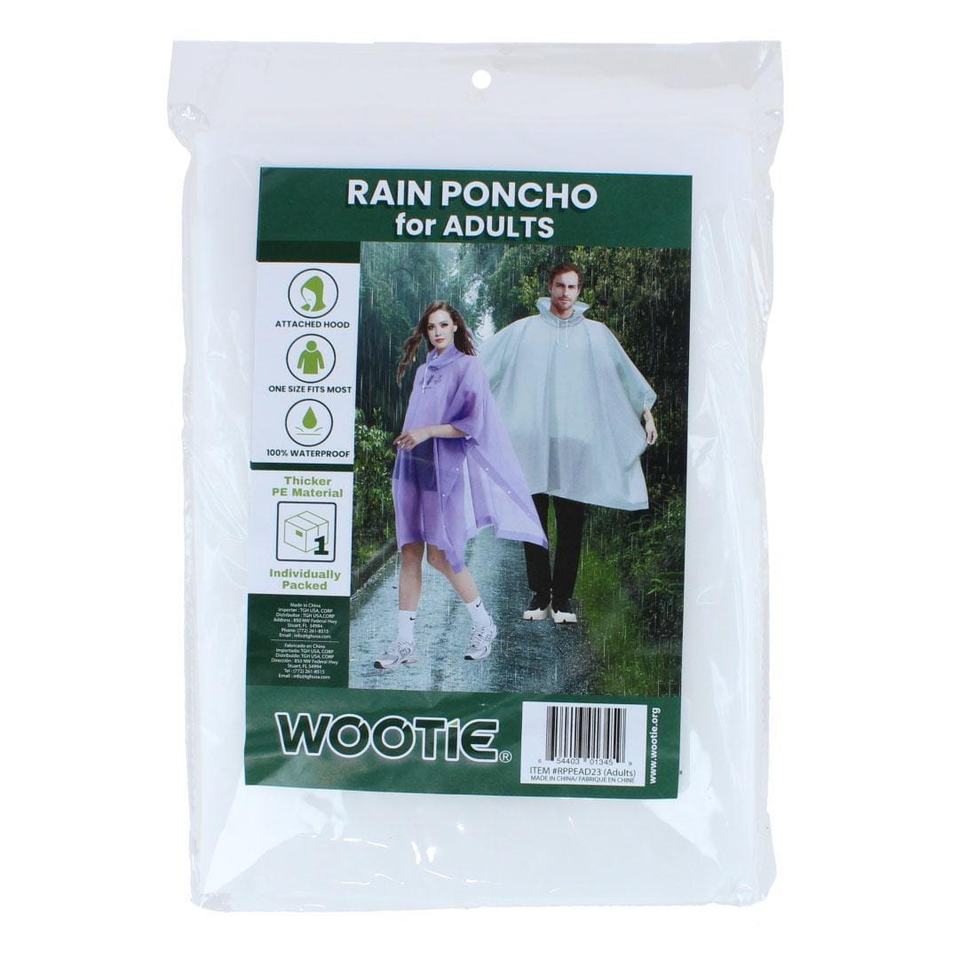 CTM® Adult Waterproof Reusable Rain Poncho by Wootie - Clear