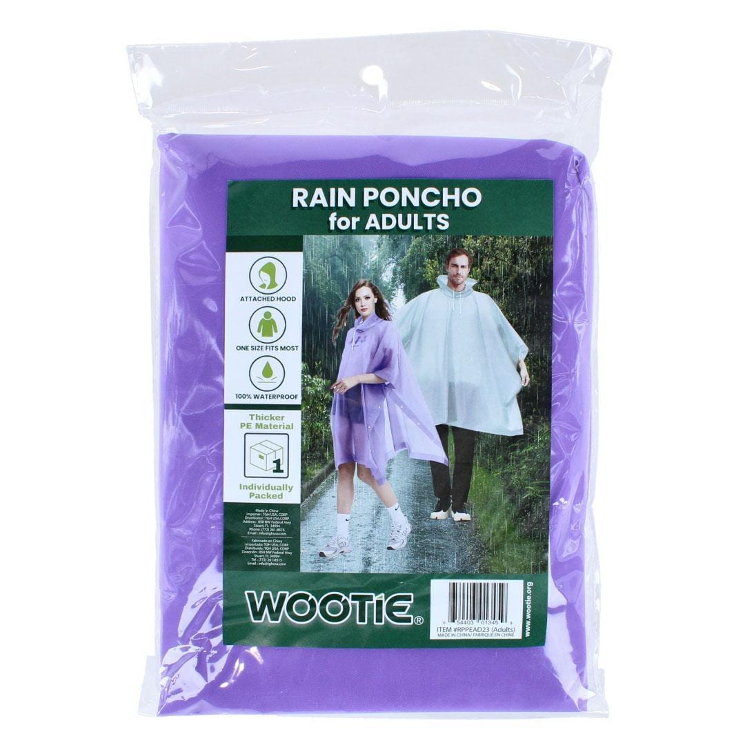 CTM® Adult Waterproof Reusable Rain Poncho by Wootie - Purple