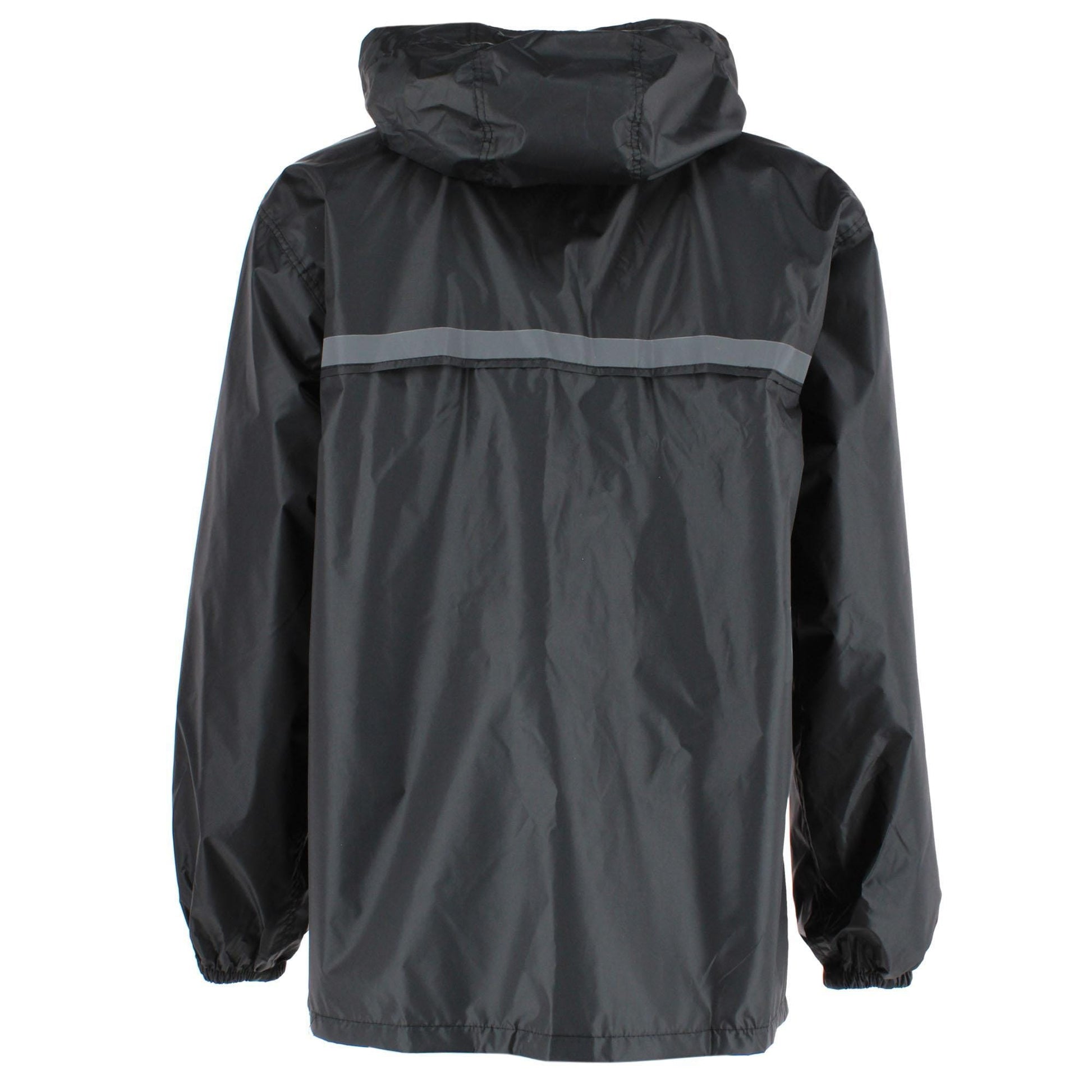 CTM® Adult Reusable Water Resistant Rain Jacket with Hood and Pockets - Black