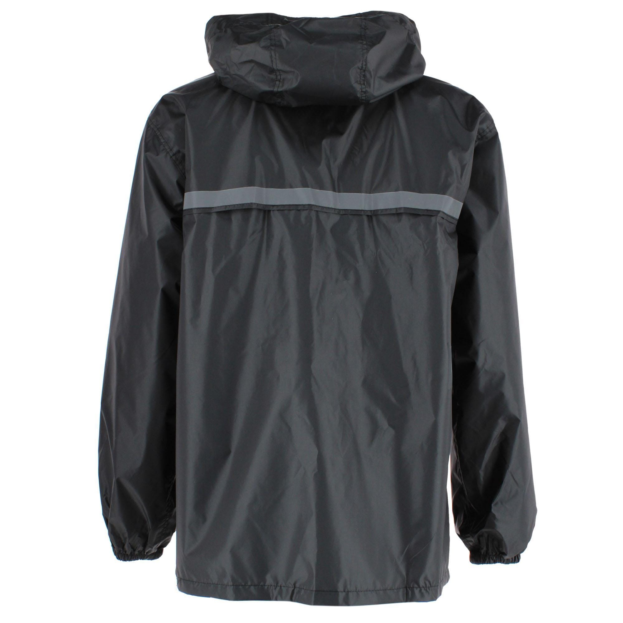 CTM® Adult Reusable Water Resistant Rain Jacket with Hood and Pockets - Black