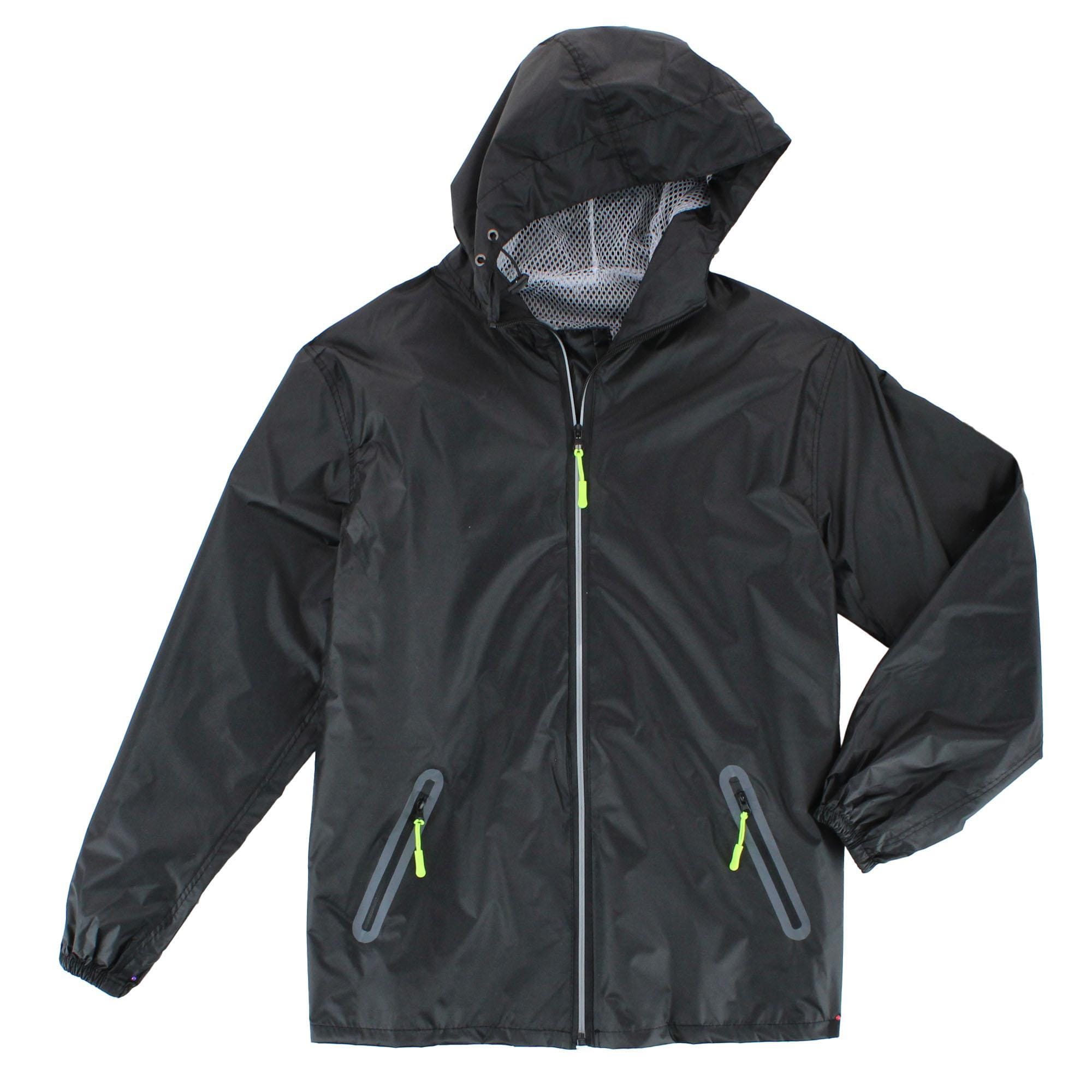 CTM® Adult Reusable Water Resistant Rain Jacket with Hood and Pockets - Black