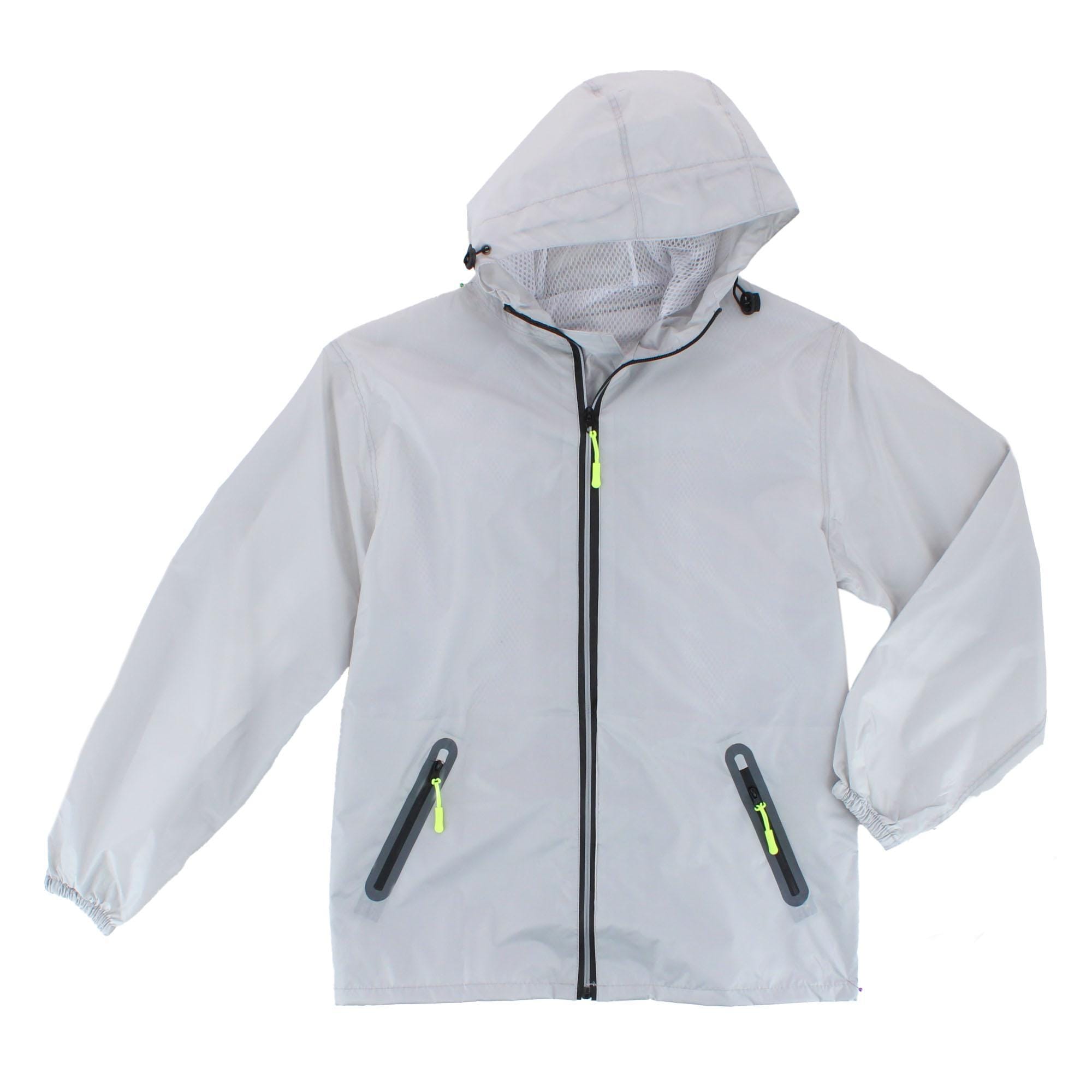 CTM® Adult Reusable Water Resistant Rain Jacket with Hood and Pockets - Gray