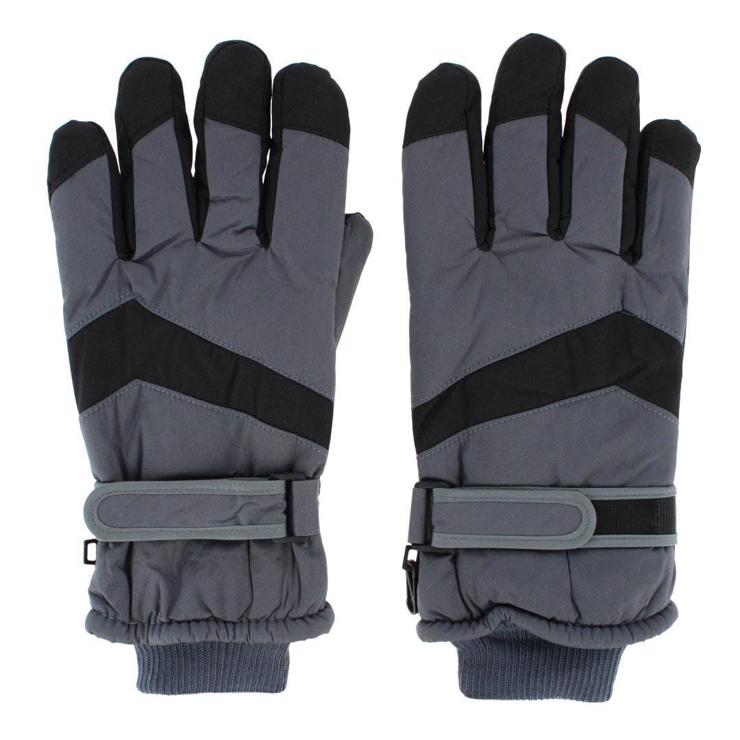 CTM® Adult Winter Ski Gloves with Extended Cuff and Wrist Strap by Wootie - Gray