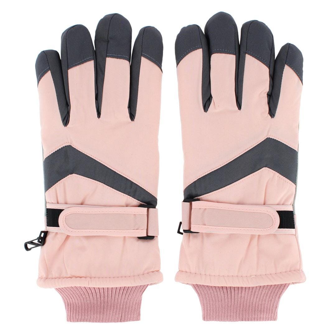 CTM® Adult Winter Ski Gloves with Extended Cuff and Wrist Strap by Wootie - Light Pink