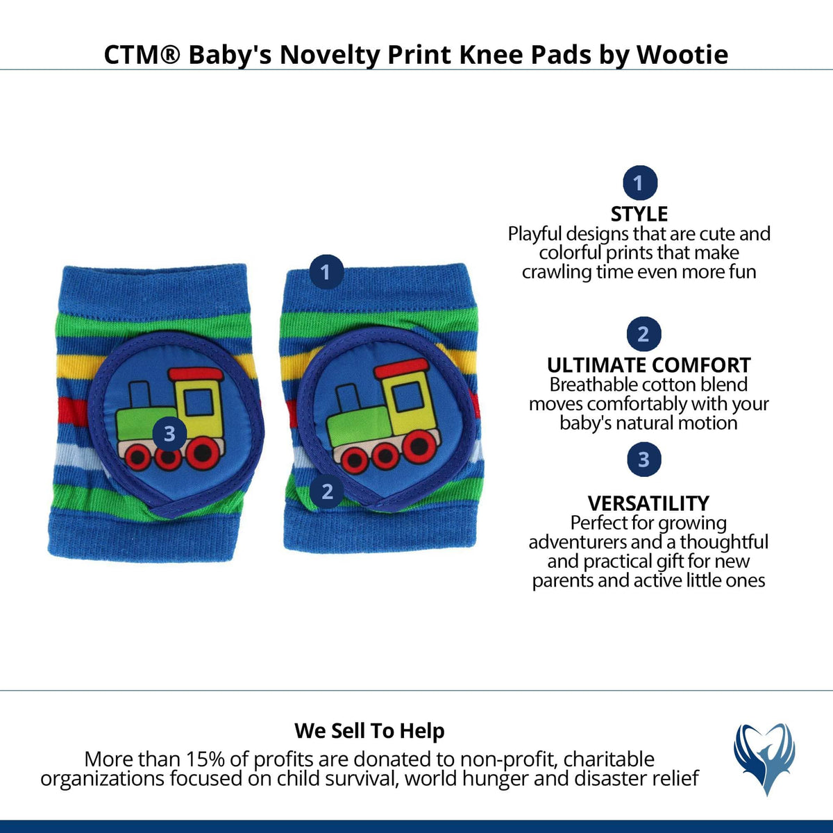 CTM® Baby's Novelty Print Knee Pads by Wootie - Green/Train