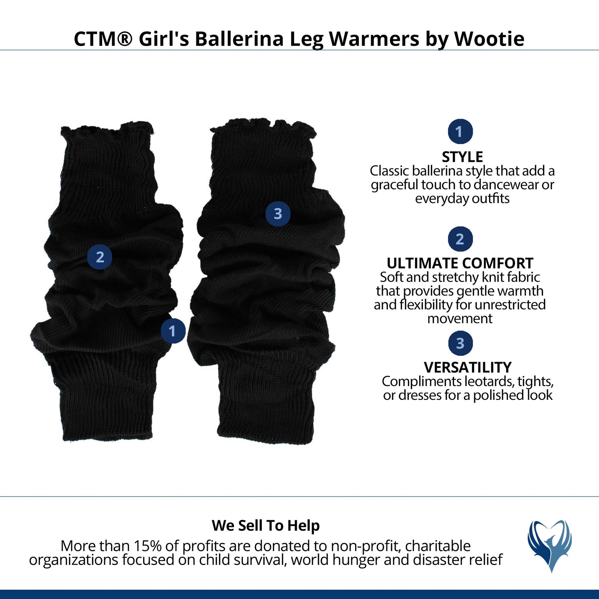 CTM® Girl's Ballerina Leg Warmers by Wootie - Black