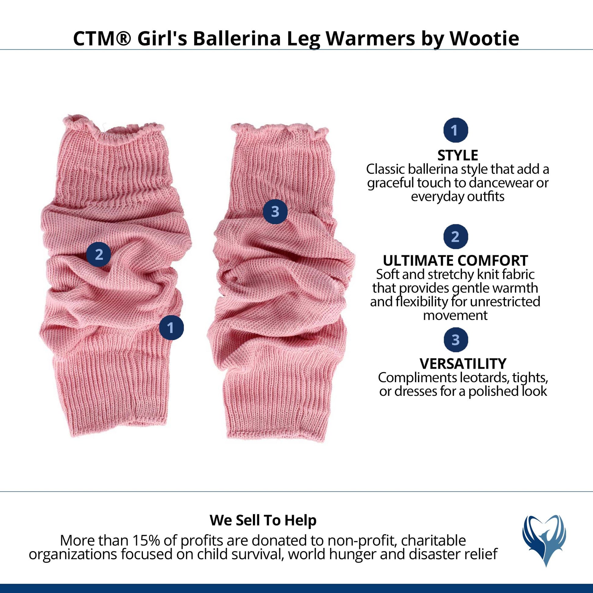 CTM® Girl's Ballerina Leg Warmers by Wootie - Pink