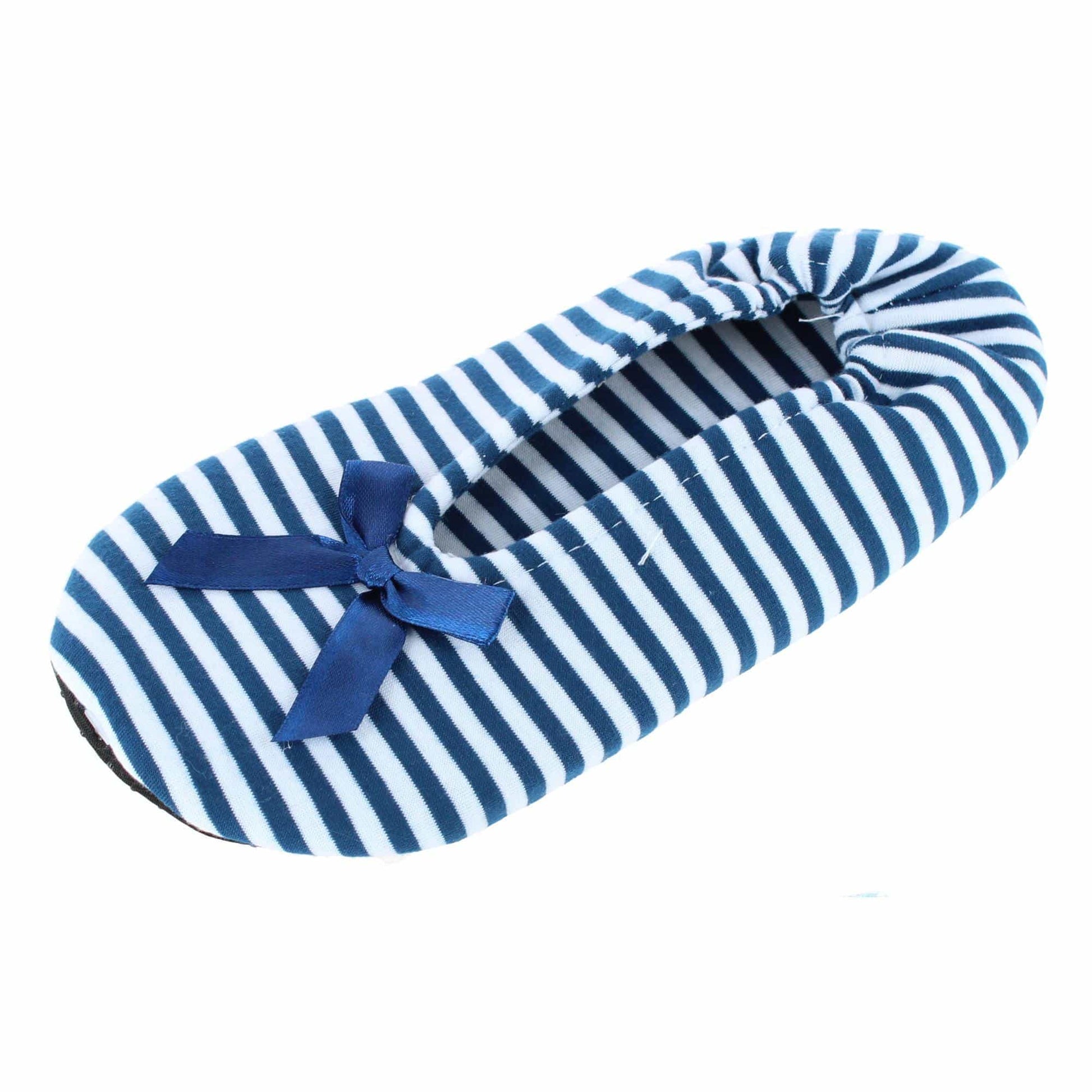 CTM® Women's Striped Ballerina Slipper House Shoe by Wootie - Navy