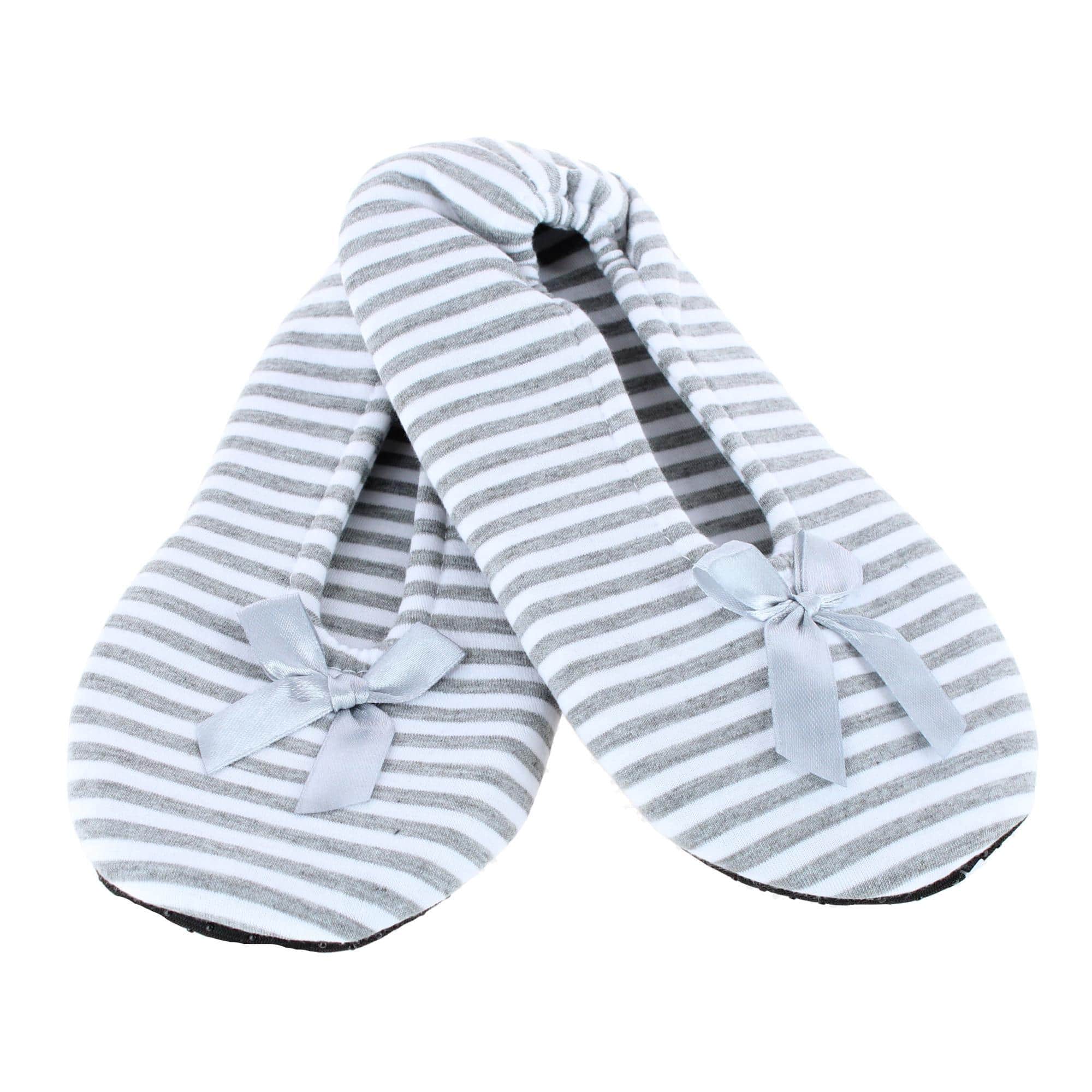 CTM® Women's Striped Ballerina Slipper House Shoe by Wootie