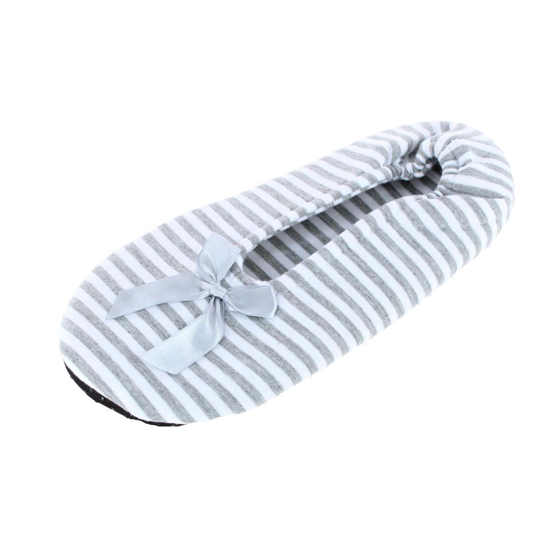 CTM® Women's Striped Ballerina Slipper House Shoe by Wootie - Silver