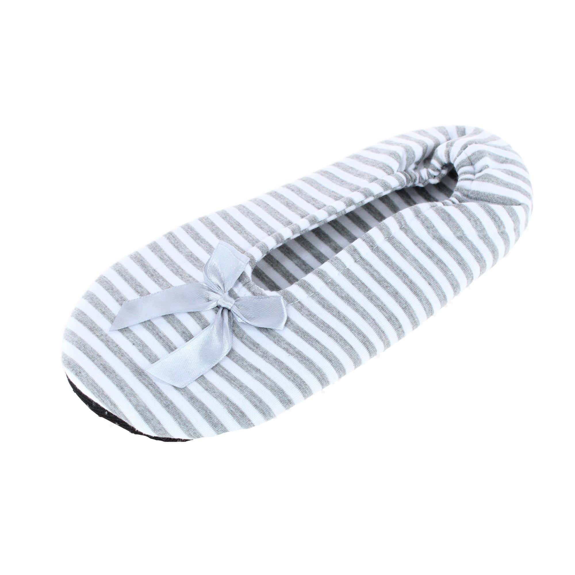 CTM® Women's Striped Ballerina Slipper House Shoe by Wootie - Silver