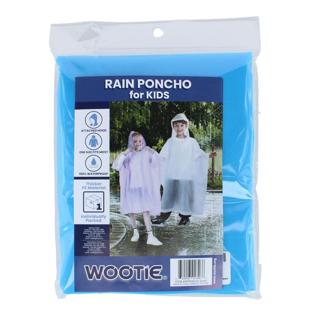 CTM® Kids' One Size Fits Most Reusable Rain Poncho by Wootie - Blue