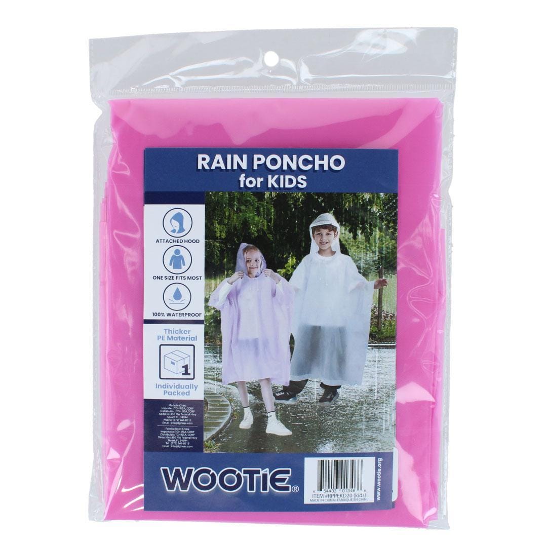 CTM® Kids' One Size Fits Most Reusable Rain Poncho by Wootie - Pink
