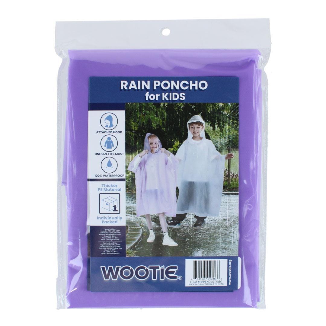CTM® Kids' One Size Fits Most Reusable Rain Poncho by Wootie - Purple