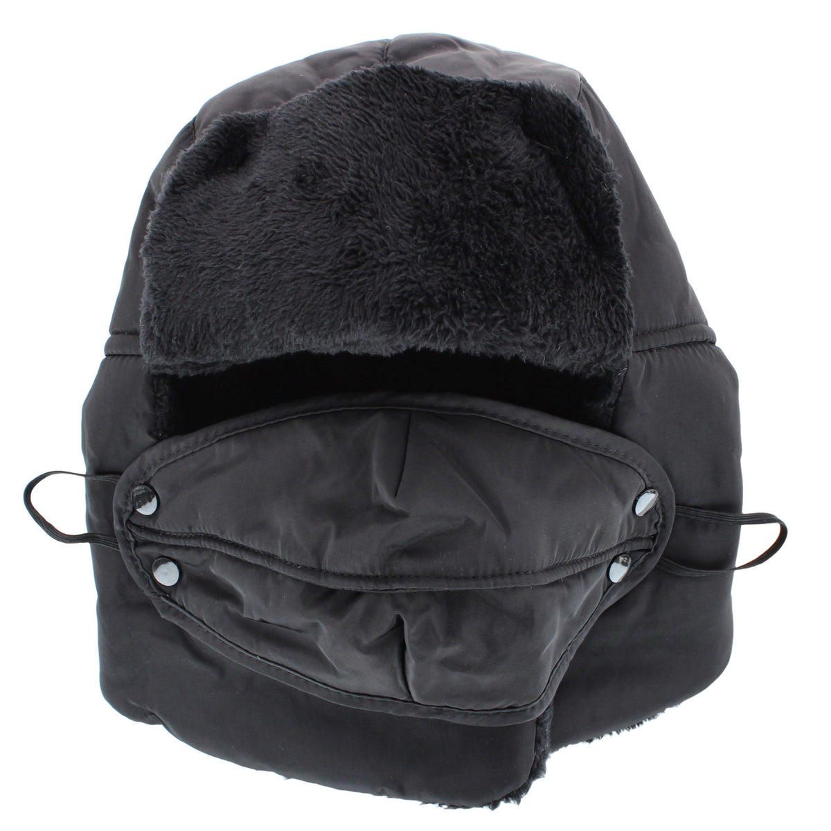 CTM® Kids' Winter Trapper Hat with Detachable Face Mask by Wootie - Black