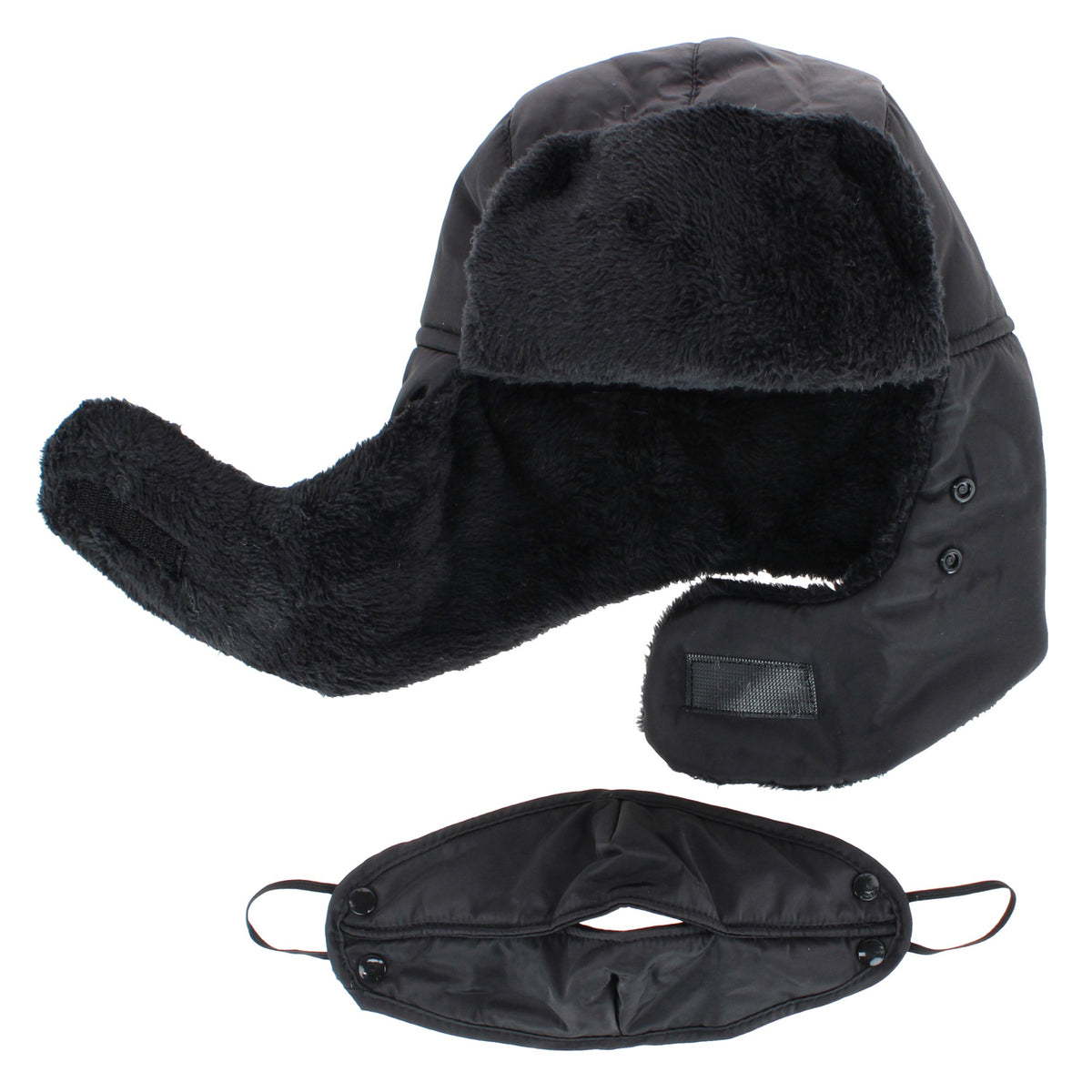 CTM® Kids' Winter Trapper Hat with Detachable Face Mask by Wootie - Black