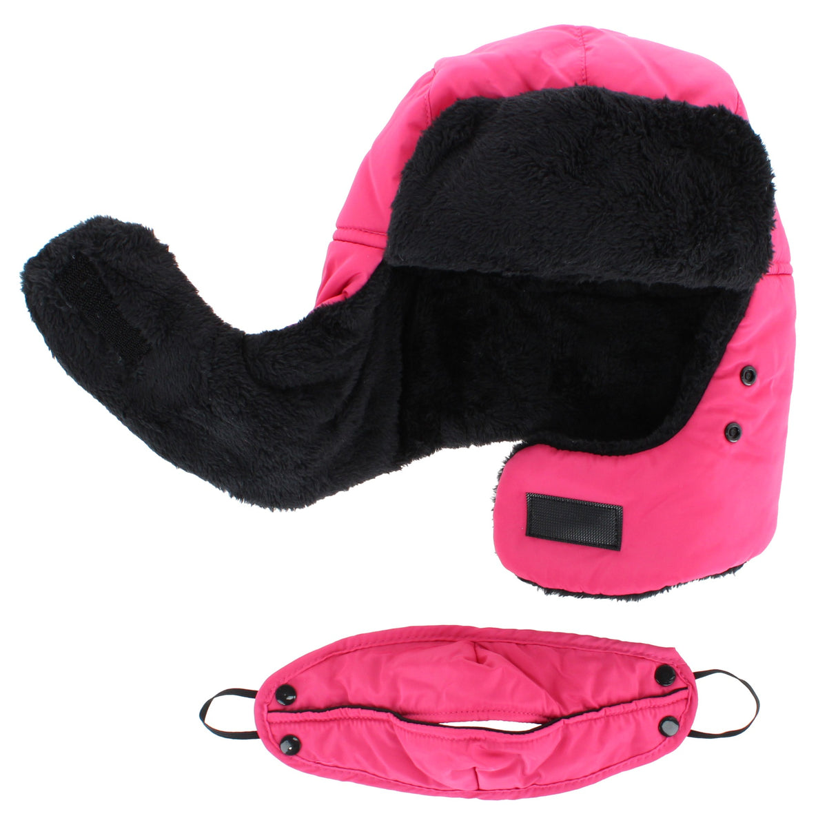 CTM® Kids' Winter Trapper Hat with Detachable Face Mask by Wootie - Dark Pink