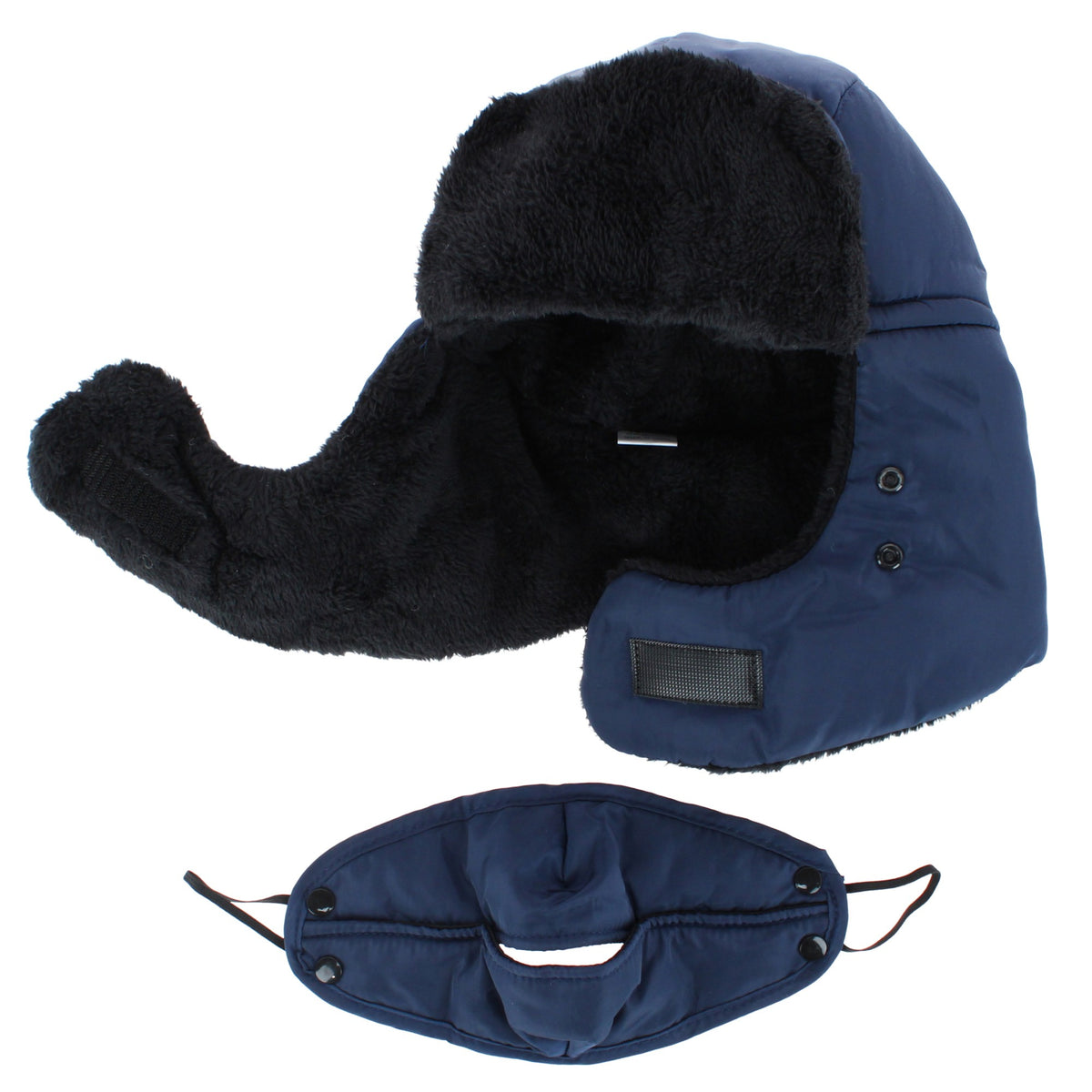 CTM® Kids' Winter Trapper Hat with Detachable Face Mask by Wootie - Navy