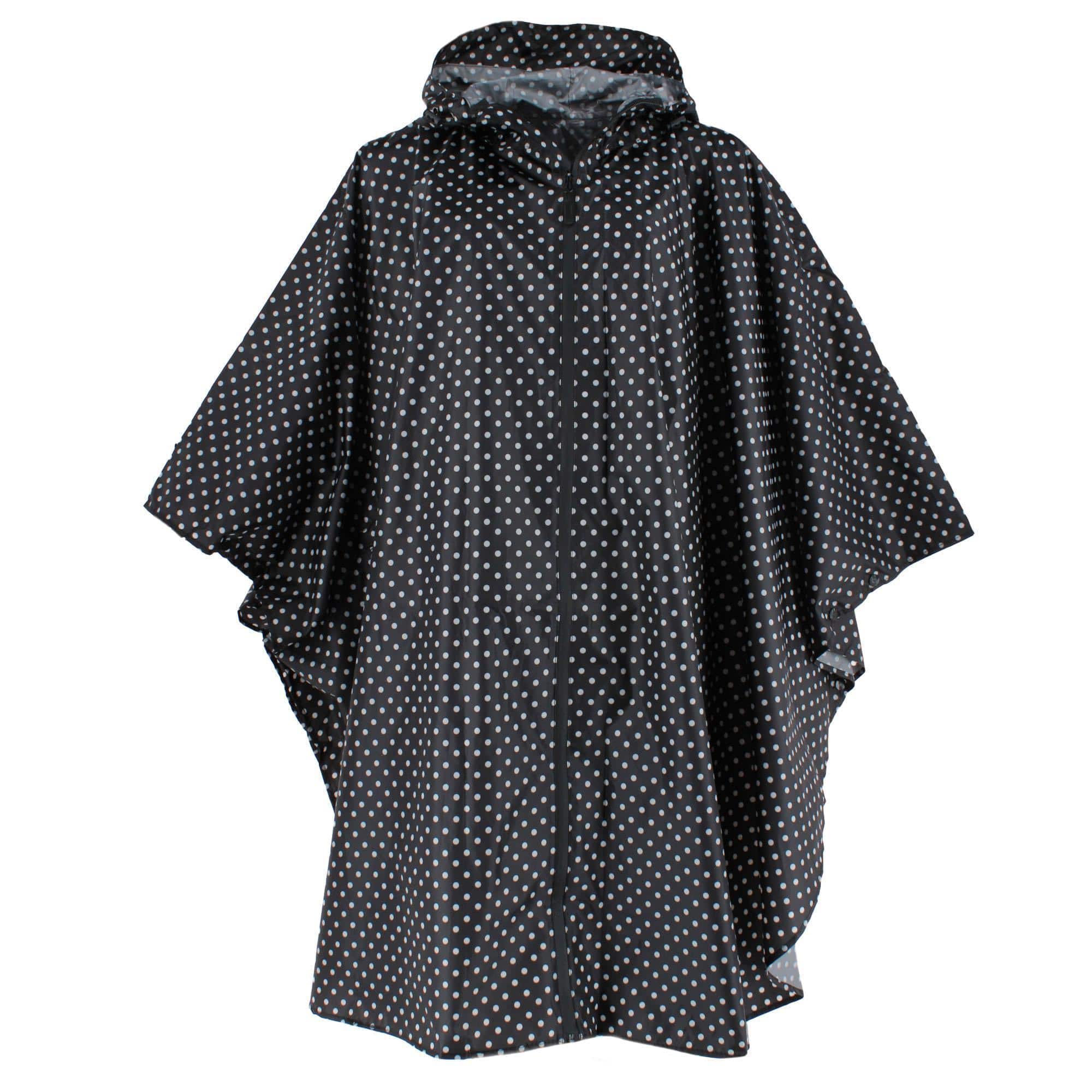 CTM® Women's One Size Fits Most Polka Dot Rain Poncho with Zipper Pouch