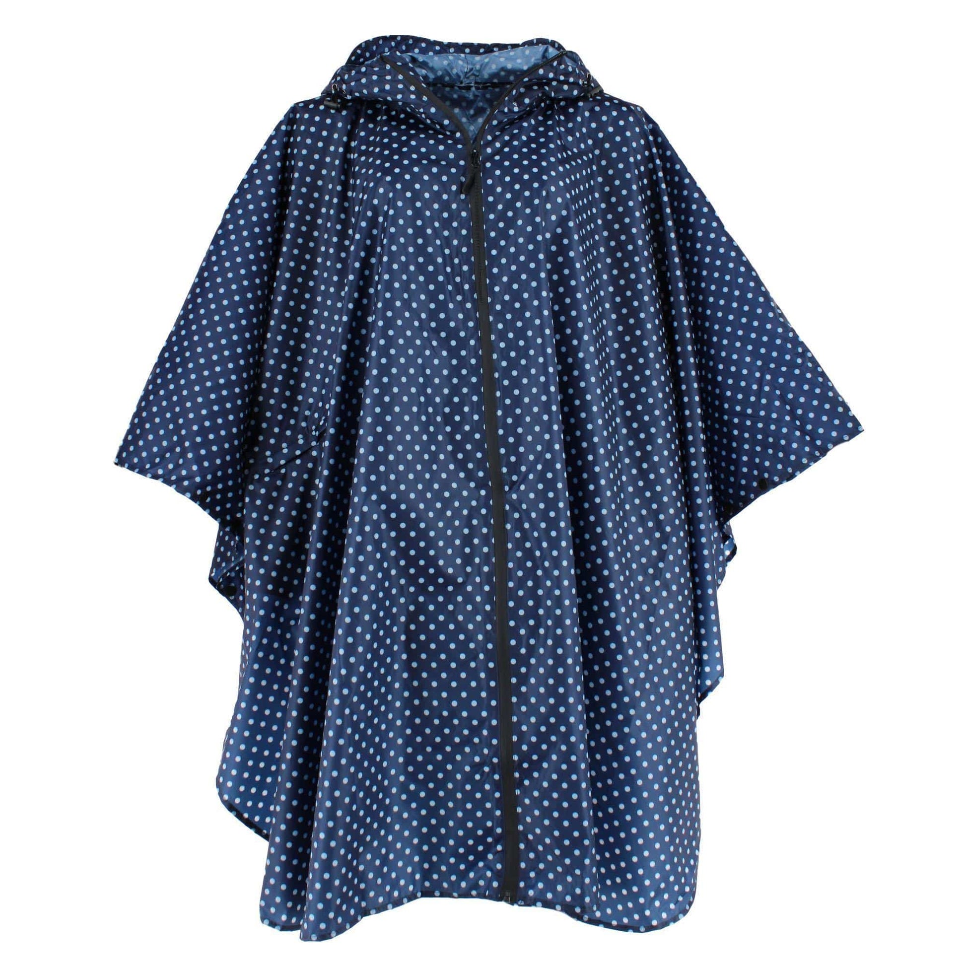 CTM® Women's One Size Fits Most Polka Dot Rain Poncho with Zipper Pouch