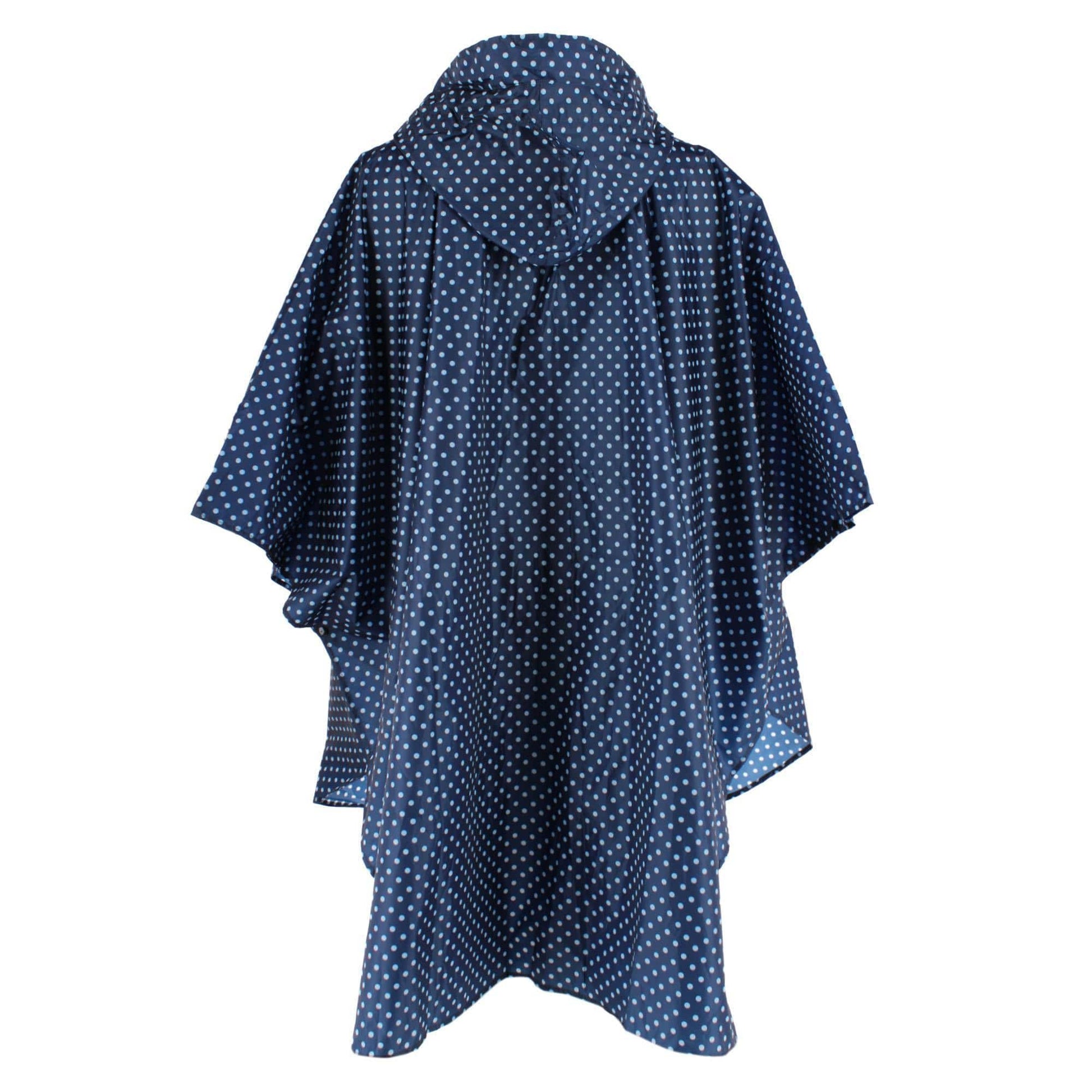 CTM® Women's One Size Fits Most Polka Dot Rain Poncho with Zipper Pouch - Navy