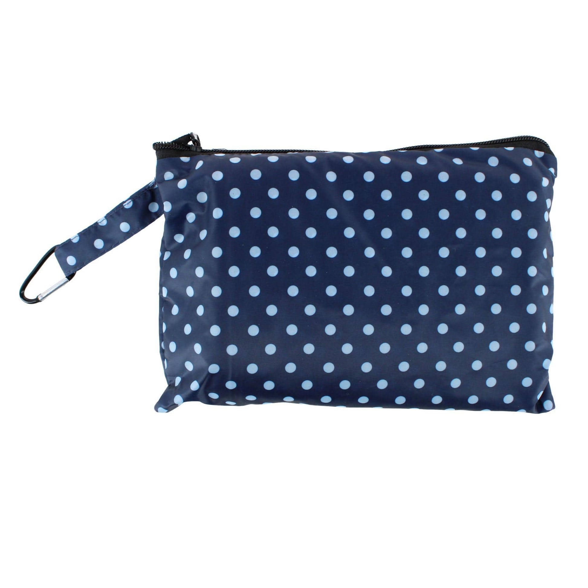 CTM® Women's One Size Fits Most Polka Dot Rain Poncho with Zipper Pouch - Navy