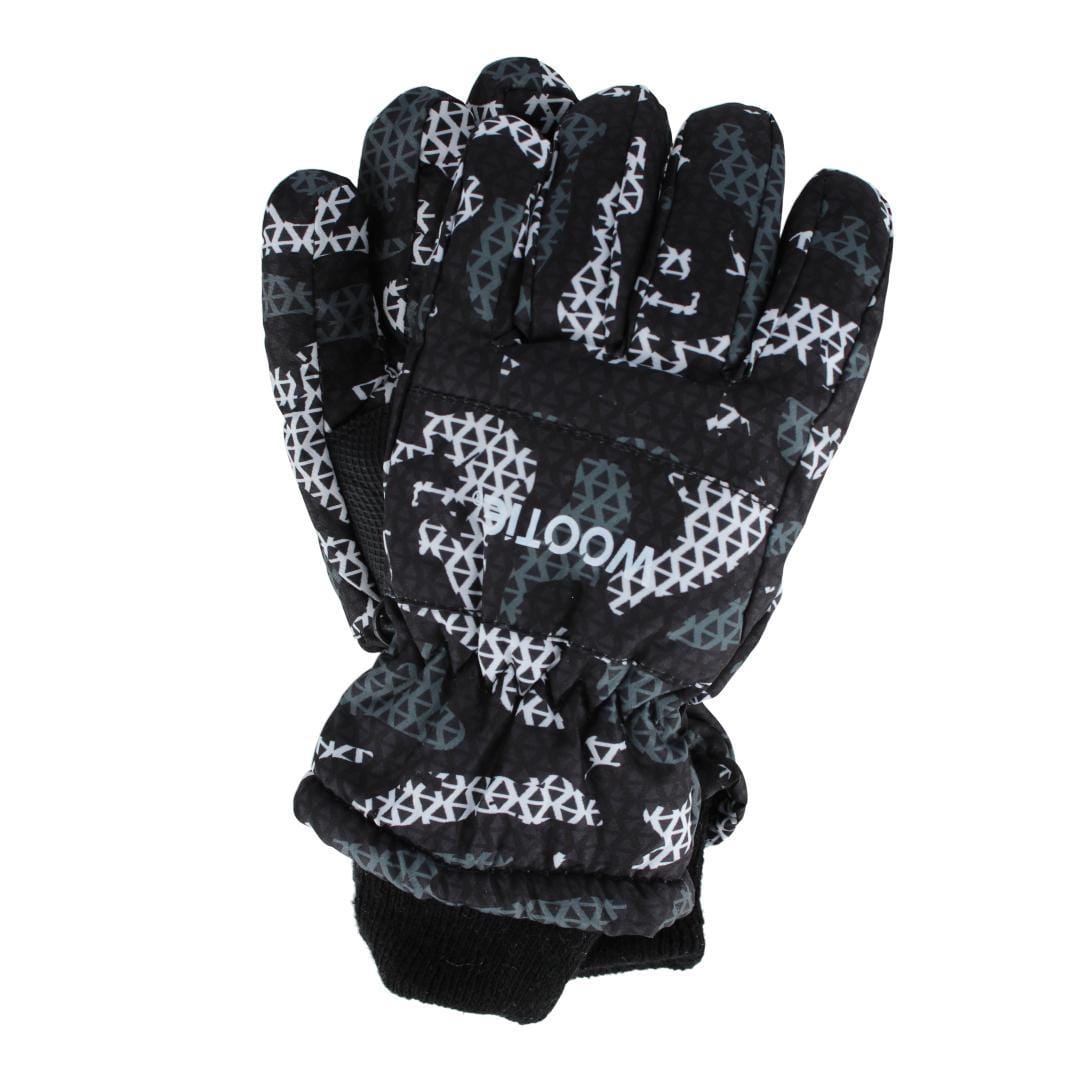CTM® Kids' Print Design Winter Ski Gloves by Wootie - Black with Camo