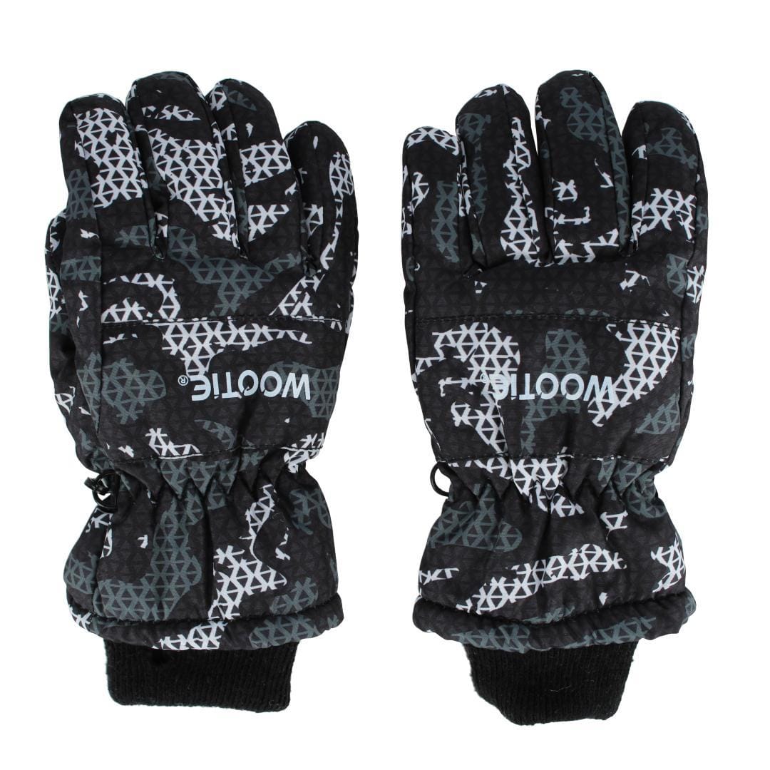 CTM® Kids' Print Design Winter Ski Gloves by Wootie - Black with Camo
