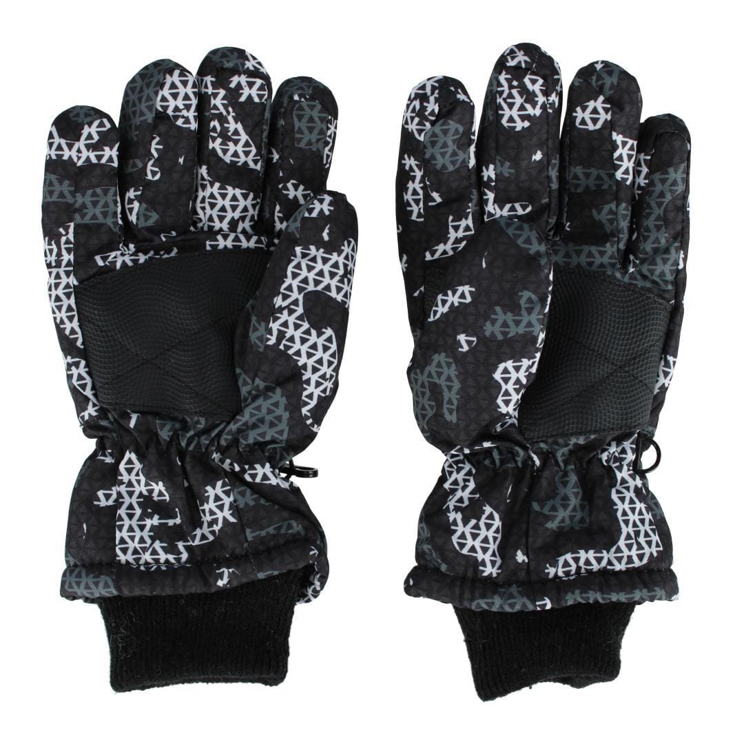 CTM® Kids' Print Design Winter Ski Gloves by Wootie - Black with Camo
