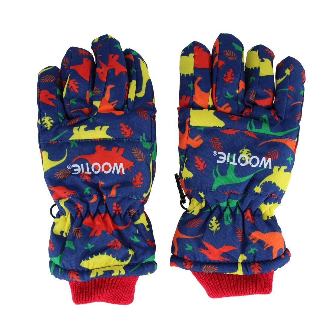 CTM® Kids' Print Design Winter Ski Gloves by Wootie - Navy with Stripe