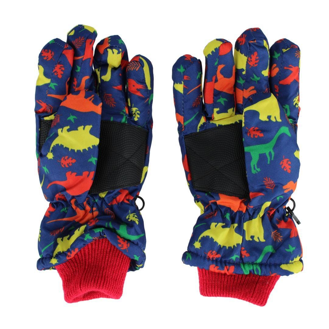 CTM® Kids' Print Design Winter Ski Gloves by Wootie - Navy with Stripe