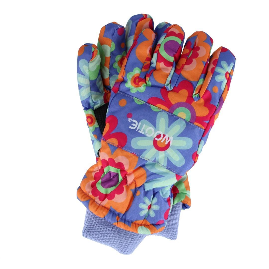 CTM® Kids' Print Design Winter Ski Gloves by Wootie - Pink Floral