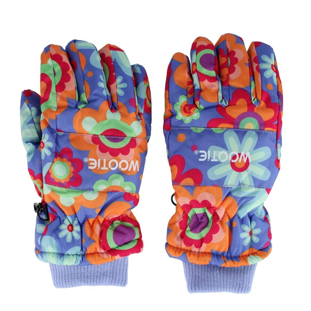 CTM® Kids' Print Design Winter Ski Gloves by Wootie - Pink Floral