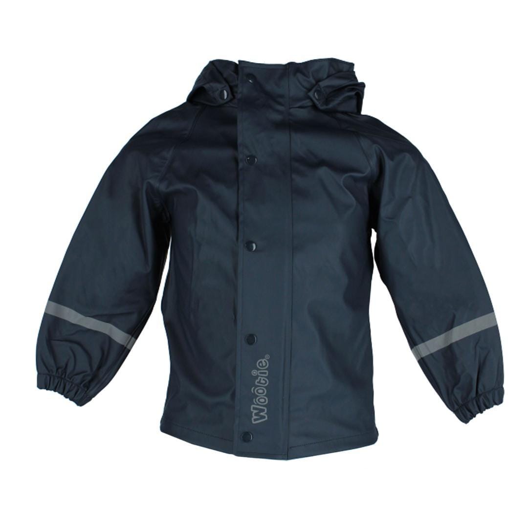 Wootie Little Girl's Solid Color Hooded Rain Coat by Wootie - Navy