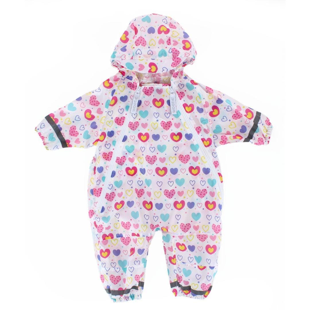 CTM® Infant Waterproof Rainsuit with Reflective Stripes by Wootie - Heart Print