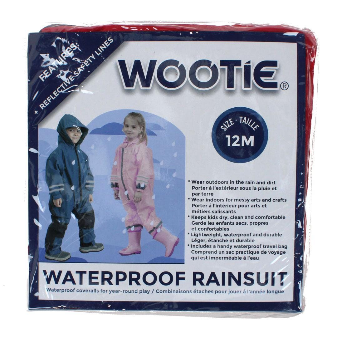 CTM® Infant Waterproof Rainsuit with Reflective Stripes by Wootie - Red