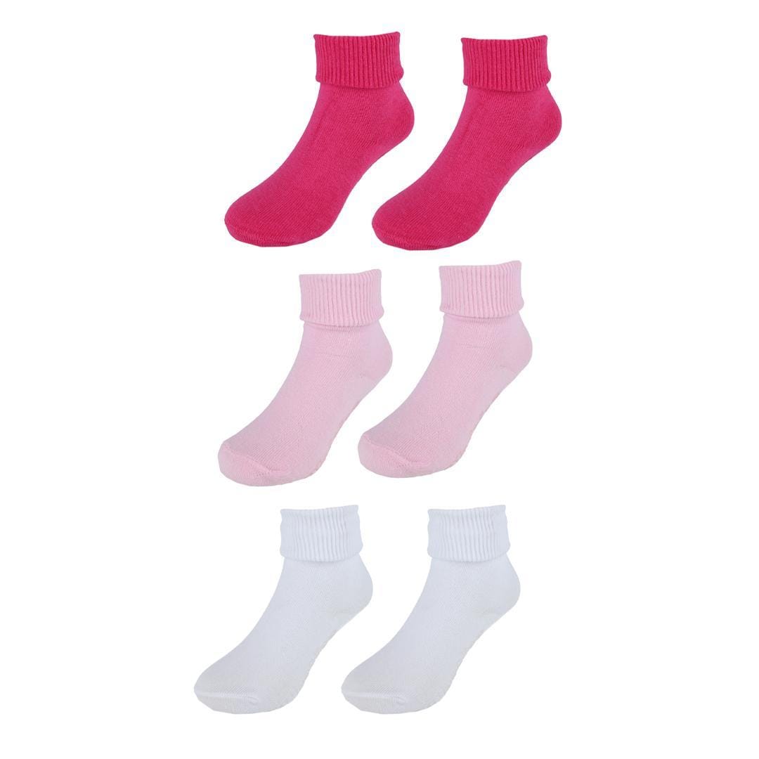 CTM® Baby's Soft Triple Roll Socks by Wootie (3 Pack) - Pink, Fucshia, Pink