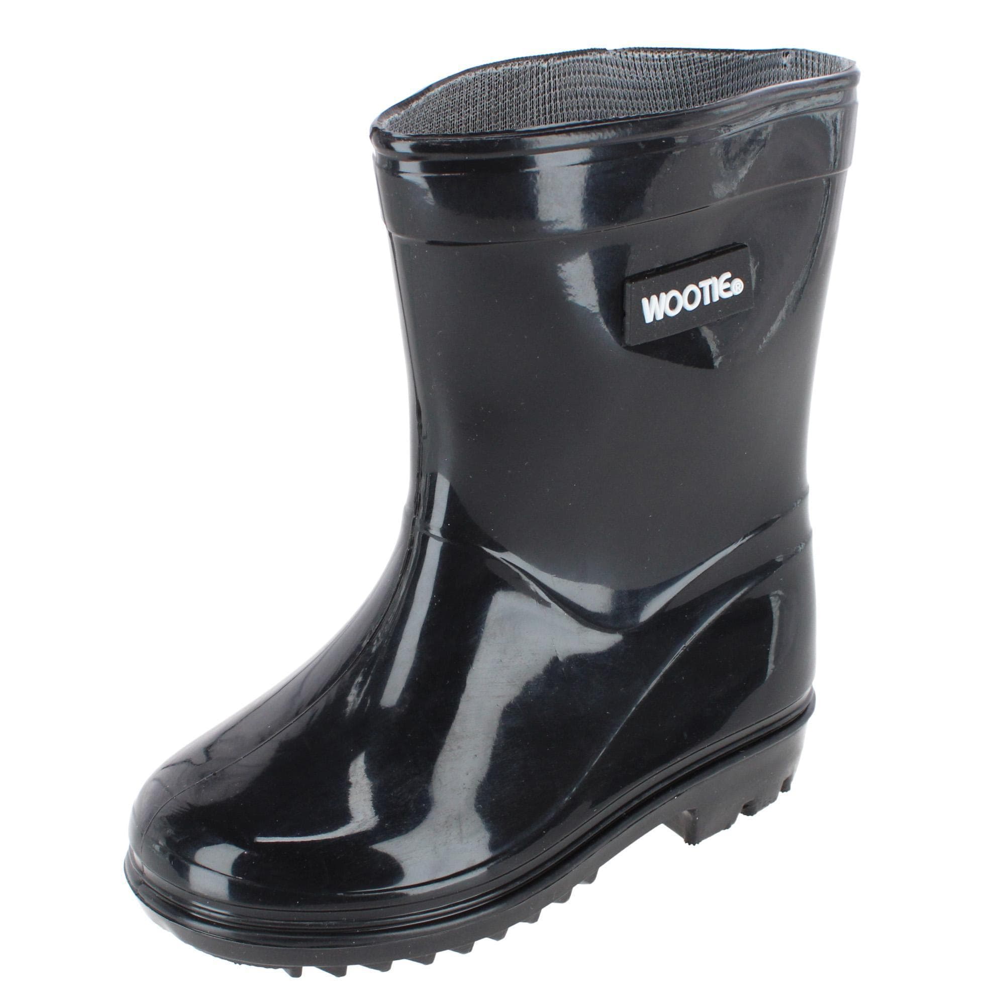 CTM® Toddler & Kids' Classic Waterproof Solid Color Rain Boots by Wootie - Black