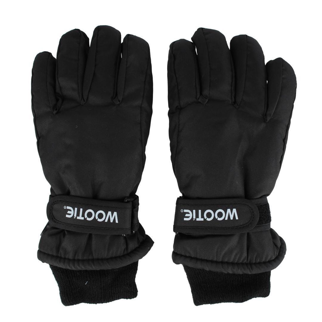 CTM® Kids' Solid Color Winter Ski Glove with Wrist Strap by Wootie - Black