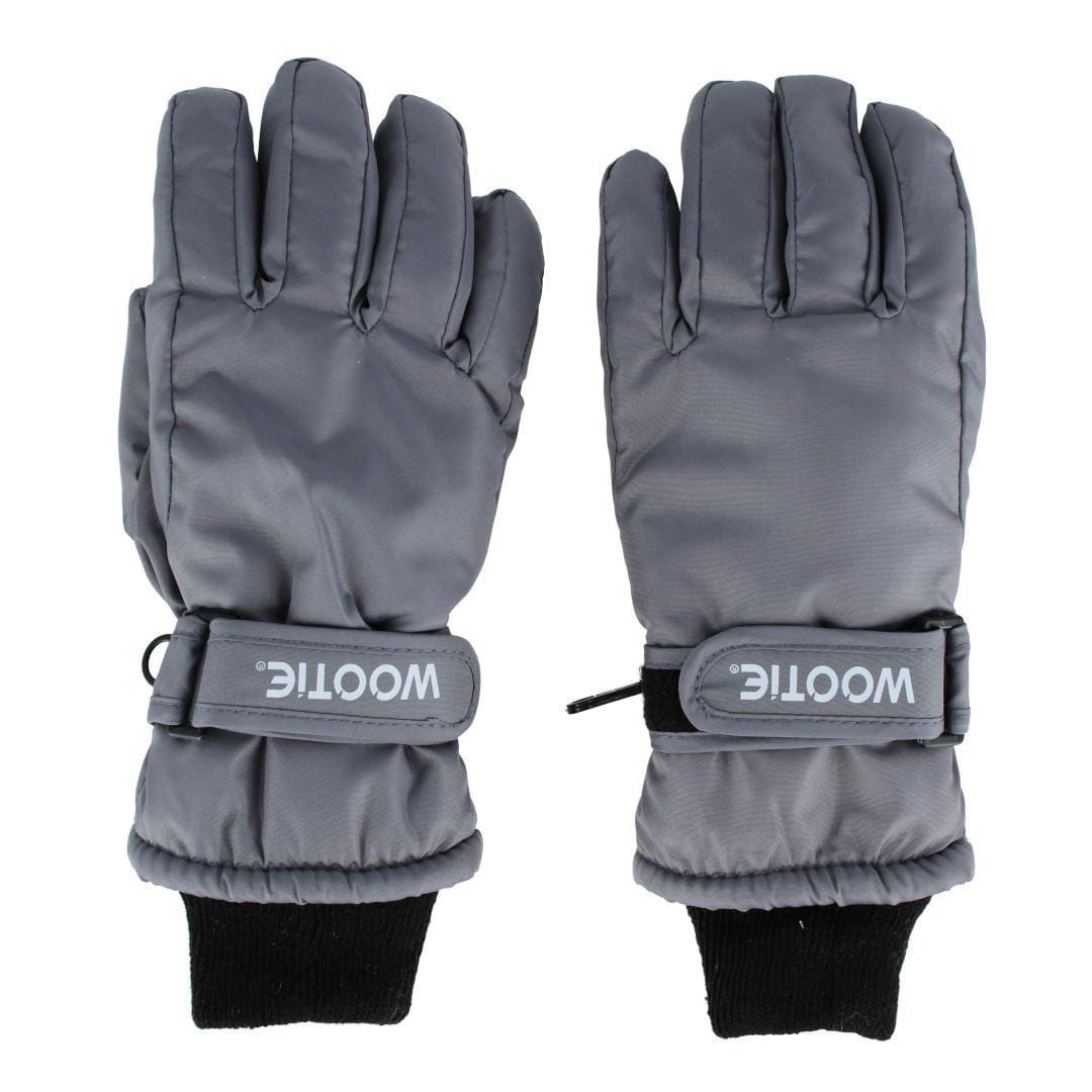 CTM® Kids' Solid Color Winter Ski Glove with Wrist Strap by Wootie - Gray