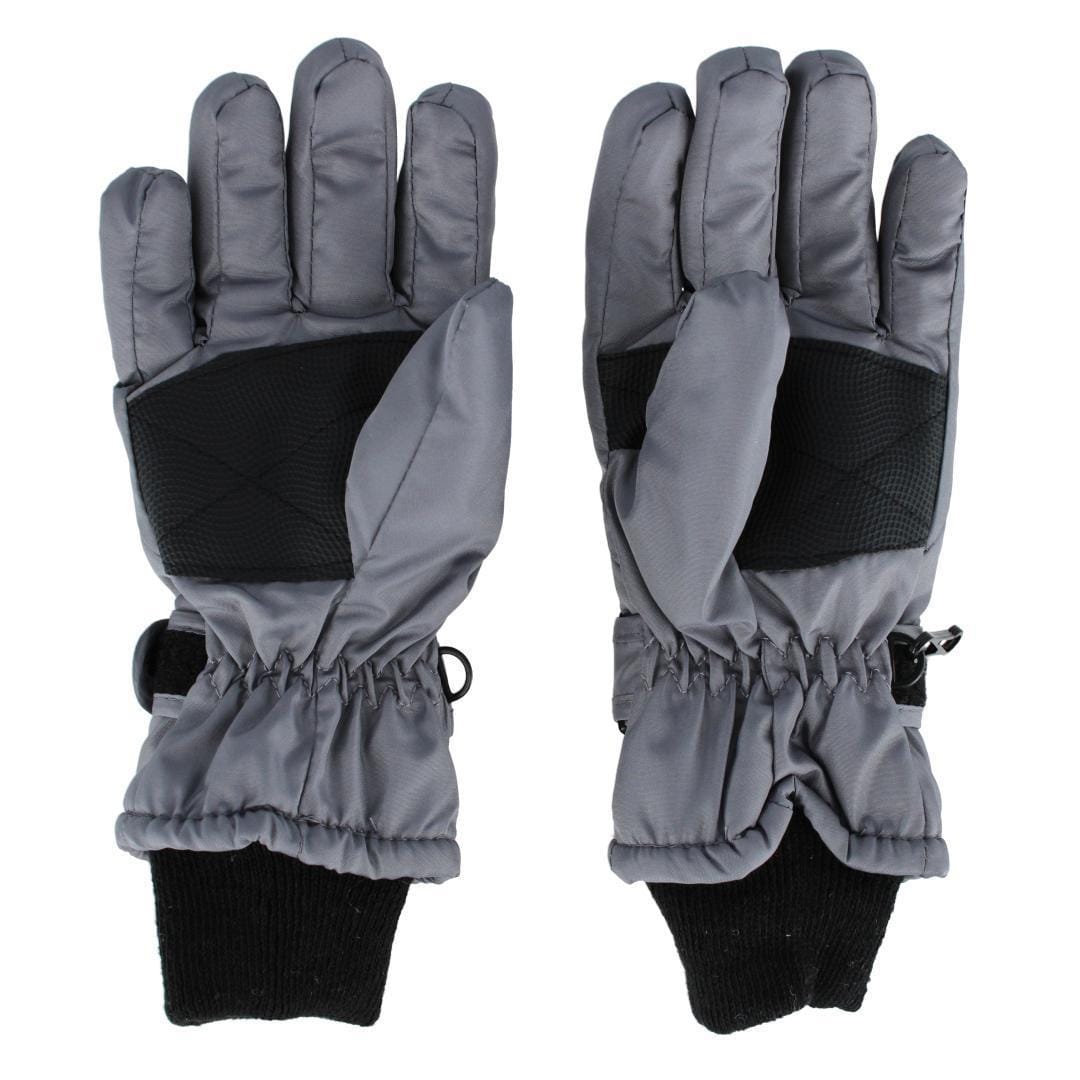 CTM® Kids' Solid Color Winter Ski Glove with Wrist Strap by Wootie - Gray