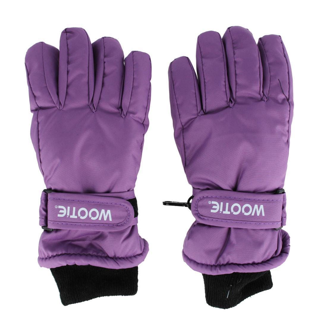 CTM® Kids' Solid Color Winter Ski Glove with Wrist Strap by Wootie - Purple