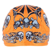 Men's Orange Biker Skull Cap by Wootie