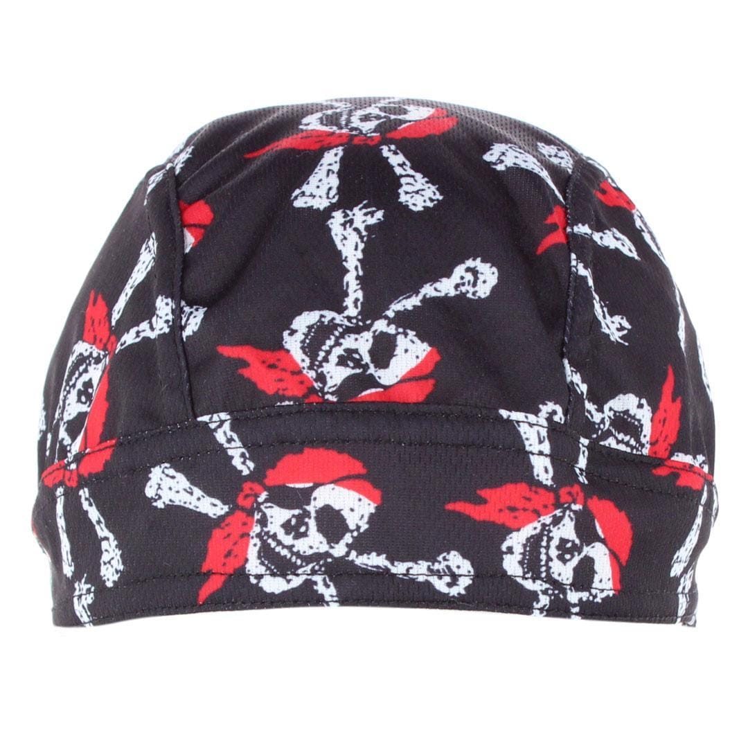 CTM® Men's Skull and Crossbones Biker Cap by Wootie - Black