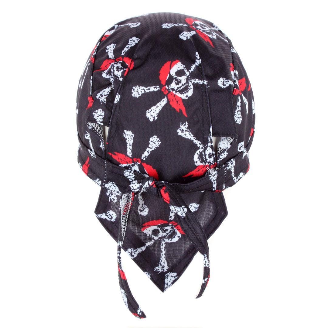 CTM® Men's Skull and Crossbones Biker Cap by Wootie - Black