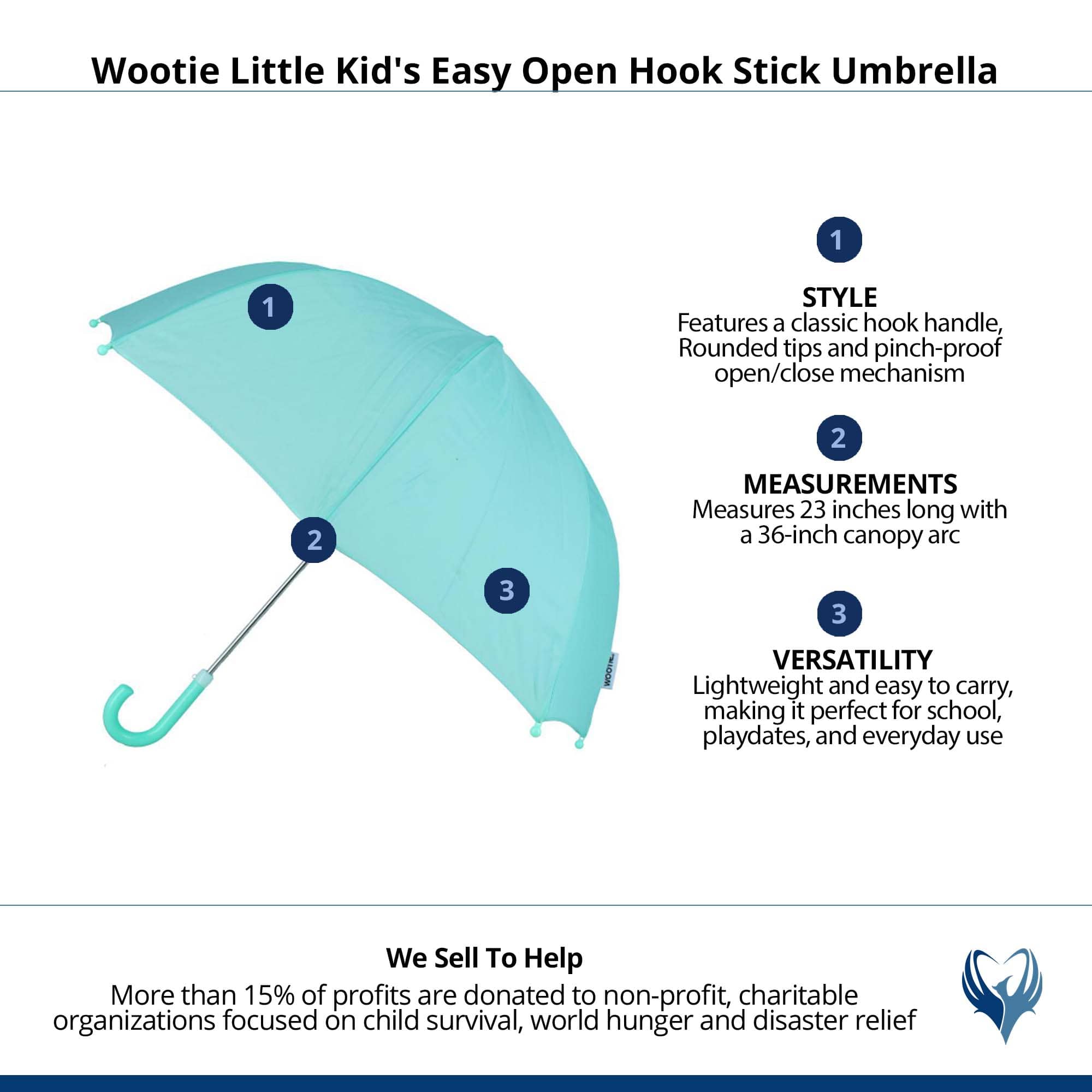 CTM® Little Kid's Easy Open Hook Stick Umbrella by Wootie - Mint
